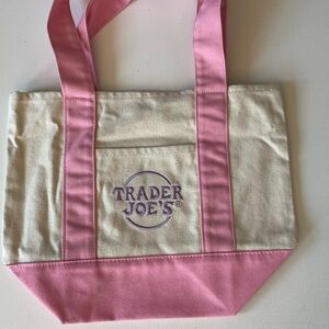 1 pink Trader Joes Mini Pastel Canvas Tote Bags NWT